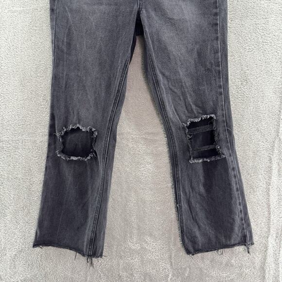 Avec Les Filles Jeans Women 28 Black Charcoal Wash High Rise Straight Distressed - Picture 4 of 14